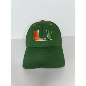 Miami Hurricanes The U Baseball New Era Concealer 7 Fitted Cap Hat Green‎ Orange
